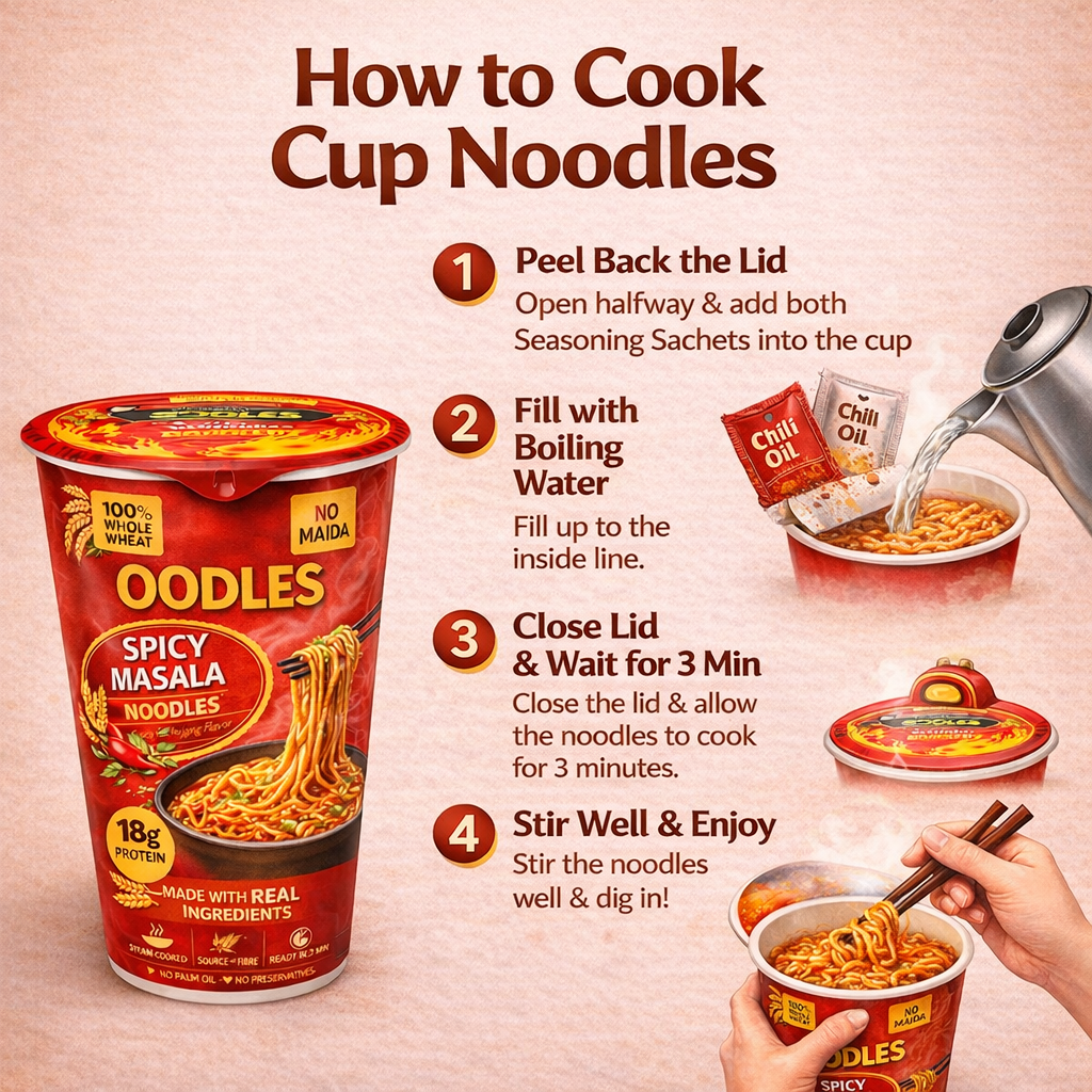 Spicy Masala Cup Noodles (Pack of 4) 4x75g Each