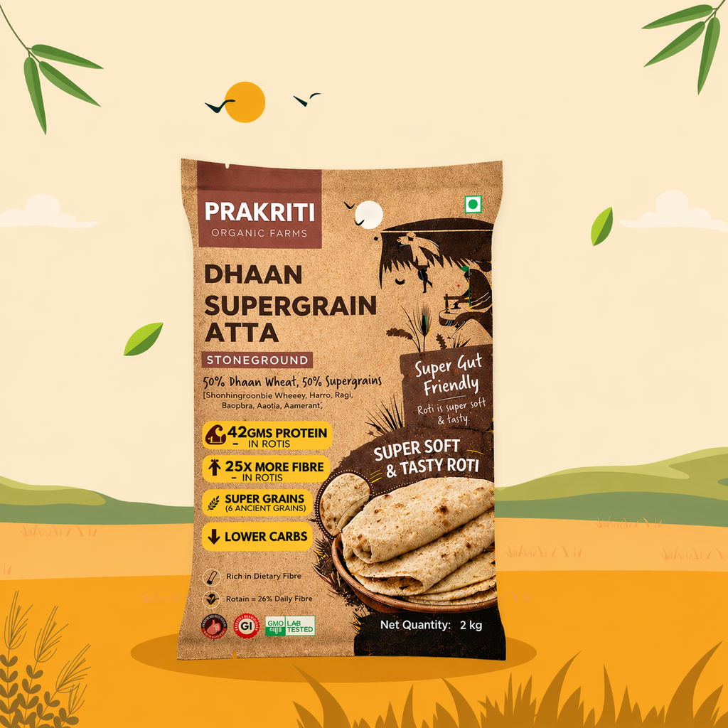 Dhaan | High Protein, High Fiber, Low Carbs Atta (3 KG)