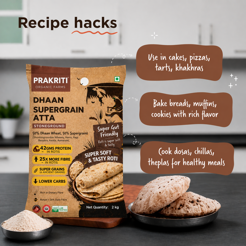 Dhaan | High Protein, High Fiber, Low Carbs Atta (3 KG)