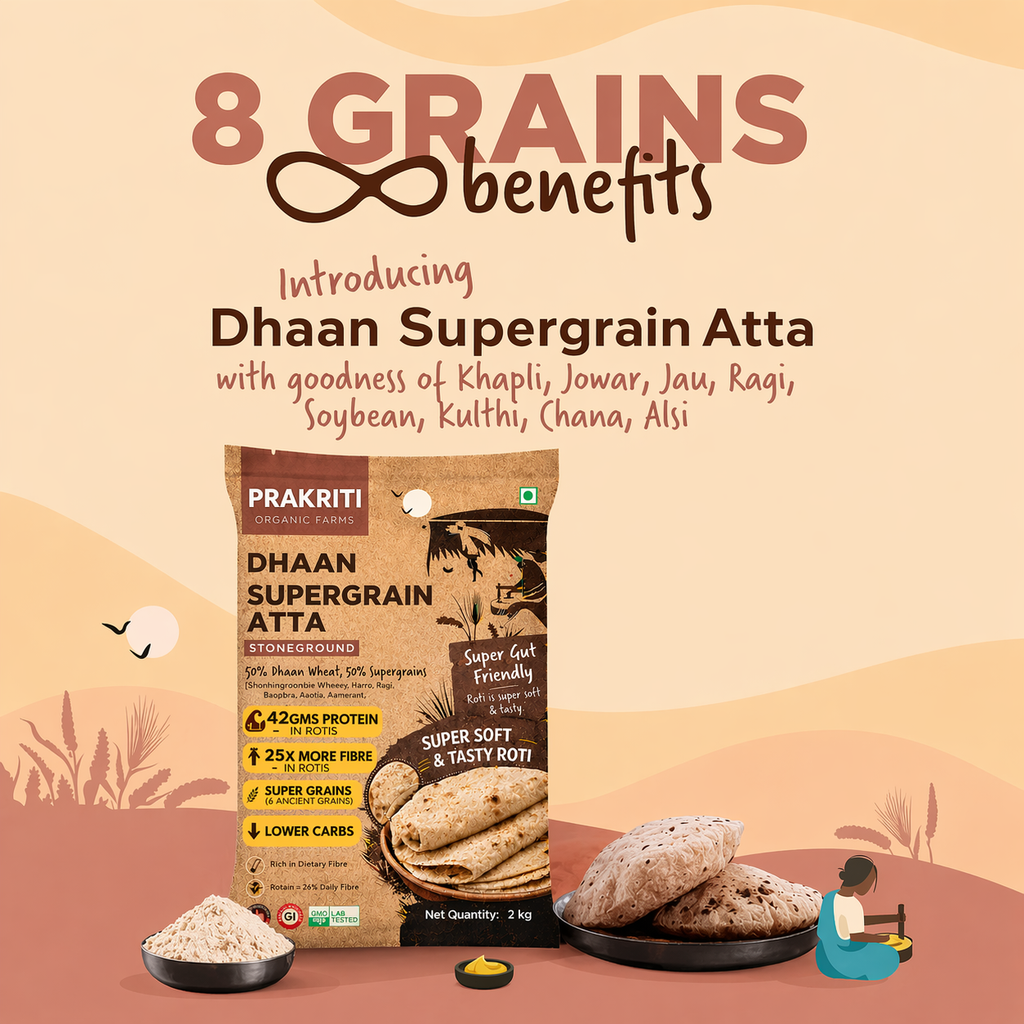 Dhaan | High Protein, High Fiber, Low Carbs Atta (3 KG)