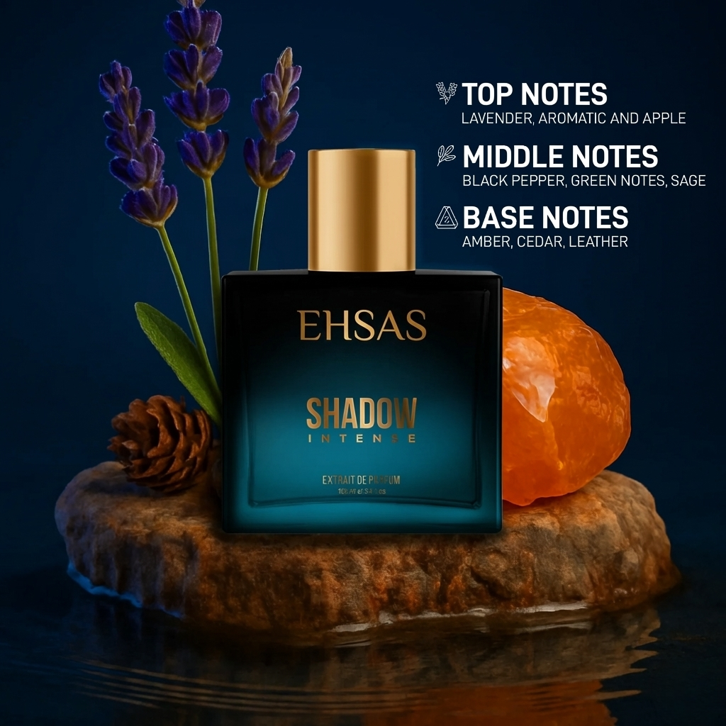 Ehsas Extrait De Parfum Shadow Intense – India’s First & Strongest Perfume with 40% Concentration, 100 ml