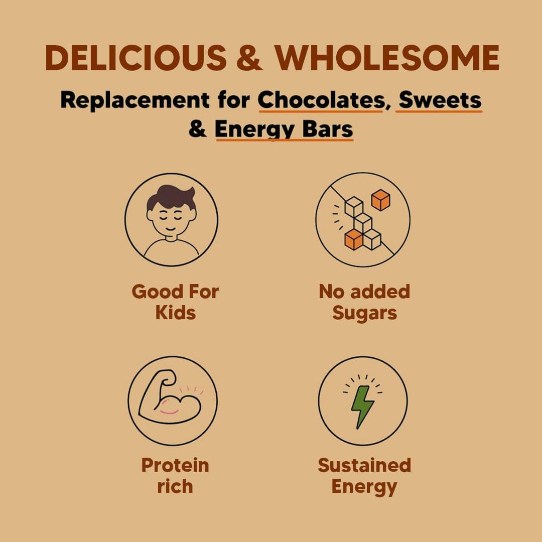Healthy - Hazelnut & Chocolate - Dates & Dry-Fruits Laddoos - Pack of 20 | No Added Sugar, & Instant Energy