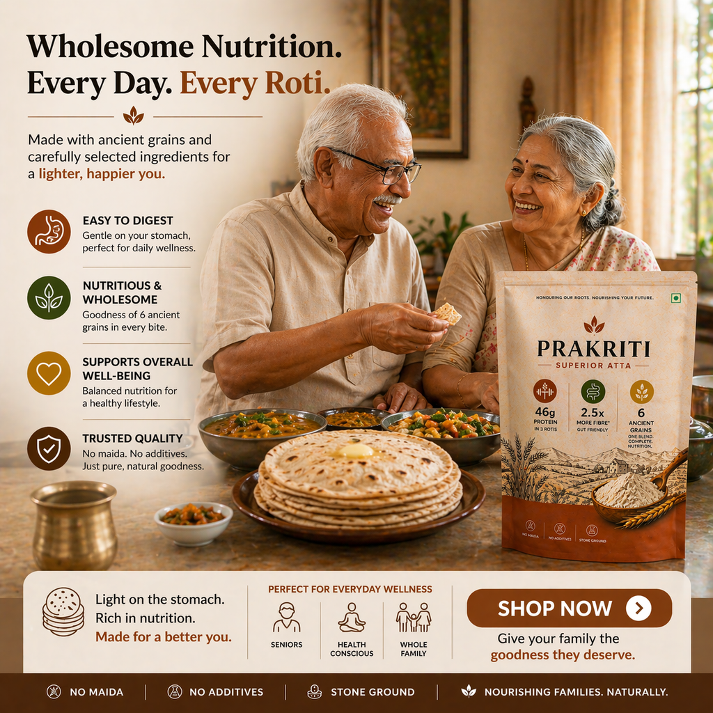Prakriti | High Protein(15g), 2.5X More Fibre, Low Carbs (31% less) per Roti