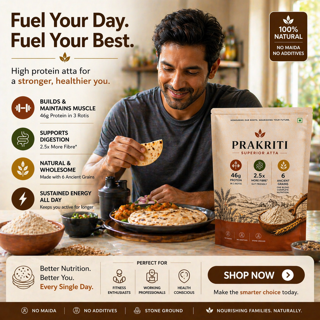 Prakriti | High Protein(15g), 2.5X More Fibre, Low Carbs (31% less) per Roti