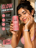 Indian woman holding Velora Glow Collagen Coffee can